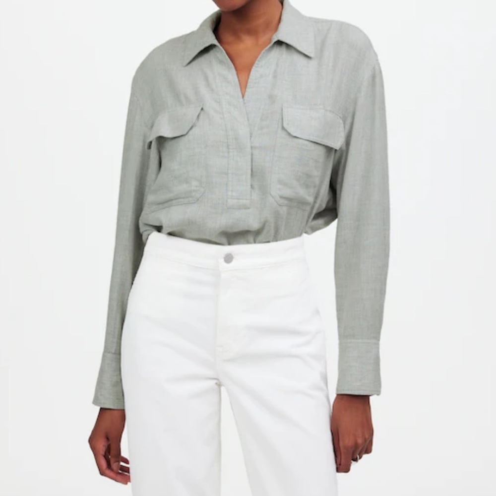 Madewell Heathered Flannel Pop Over Shirt Size Small Soft Comfortable Gray NWOT
